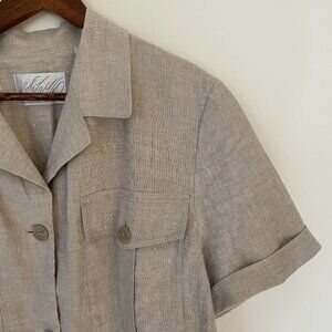 Vintage Lord & Taylor Classic Short-Sleeve Linen Jacket, Size 18W